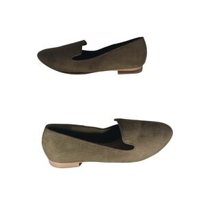 Fioni Womens Olive‎ Green Textured Fabric Loafers Flats Size 6.5W 172140